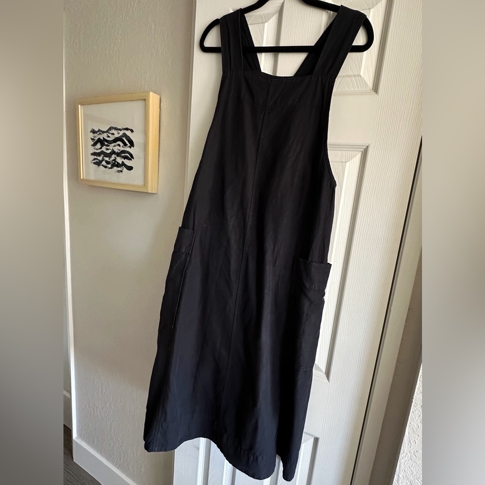 Navy Toast pinafore dress
